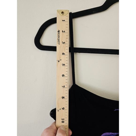 Vtg 90s Stretch Velvet Long Black Purple Whimsigoth Goth Moody Evening Dress 10 - Picture 13 of 14